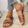 Fashion New Style Fashion Women Flat Sandals Summer Hot Women Bottom Roman Strap Sandals with Non Slip Rubber Soles Ladies Sandals