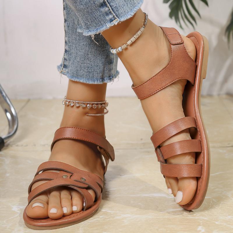Fashion New Style Fashion Women Flat Sandals Summer Hot Women Bottom Roman Strap Sandals with Non Slip Rubber Soles Ladies Sandals