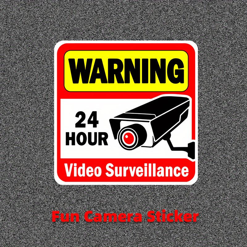 2PCS Warning Stickers 24 HOUR VIDEO Surveillance Security Camera Alarm Sticker CCTV Video Warning Tape Home Store School Etc.