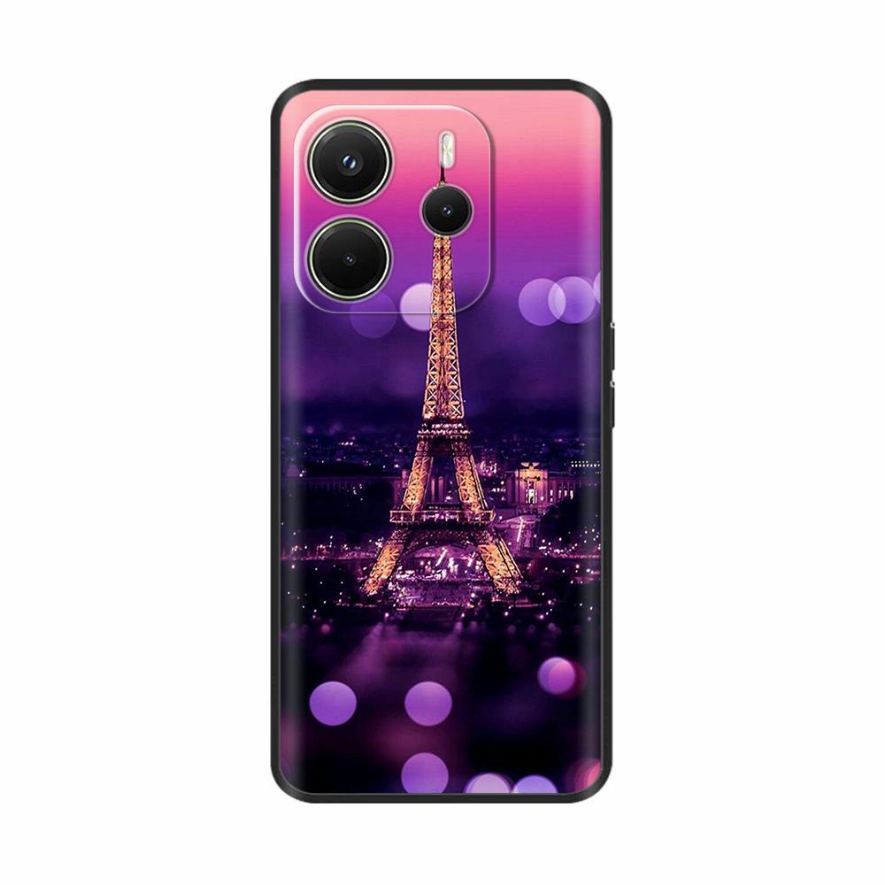 For Xiaomi Redmi Note 14 4G Case Luxury Painted Cover Black Silicone Phone Case For Redmi Note 14 Fundas note14 4G Soft Bumper