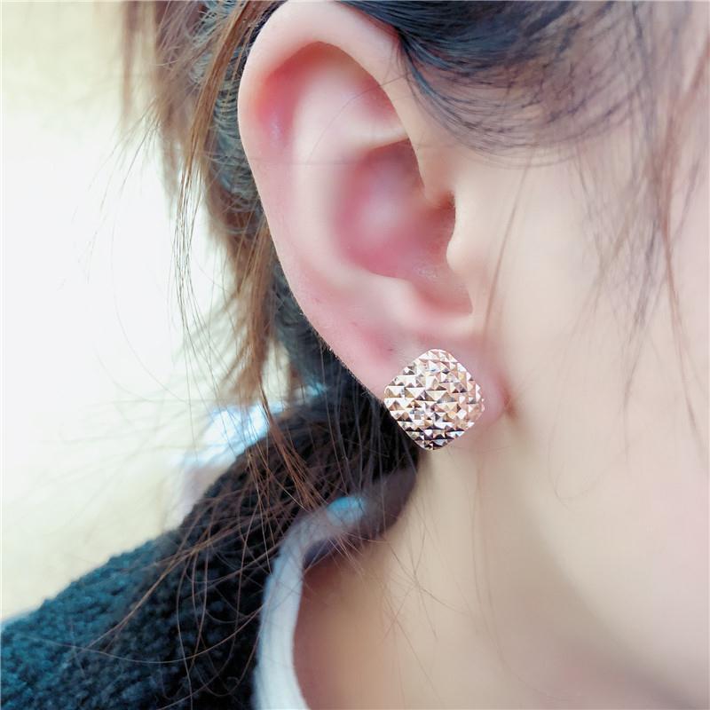 Purple Gold Series Gypsy Rhombus Ear Buckle Plated Rose Gold Rubik'S Cube Car Flower Geometric Earrings Jewelry Women