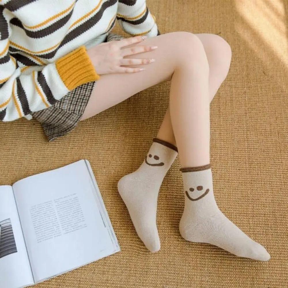Loose Luna Smile Thick Character Basic Knit Socks 5-Pair Set