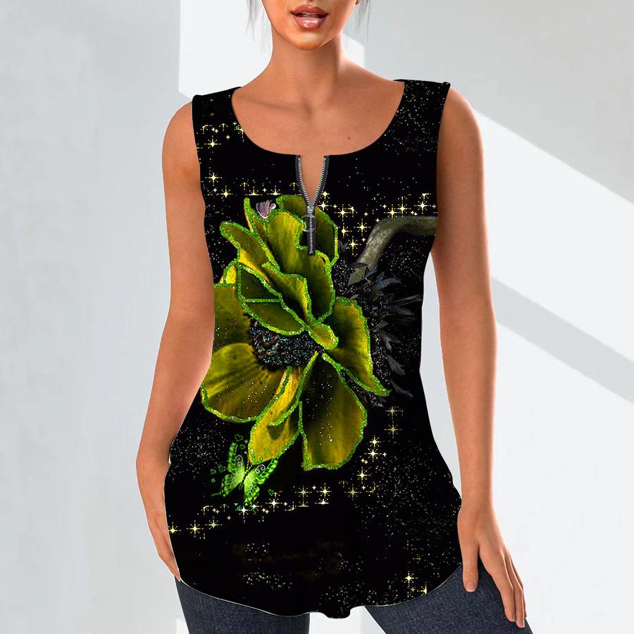 

Женские модные рубашки с v-образным вырезом, повседневные топы, футболка, женский жилет с 3D позолоченным цветочным принтом, блузка без рукавов больших размеров, топы на бретелях 8XL жёлтый