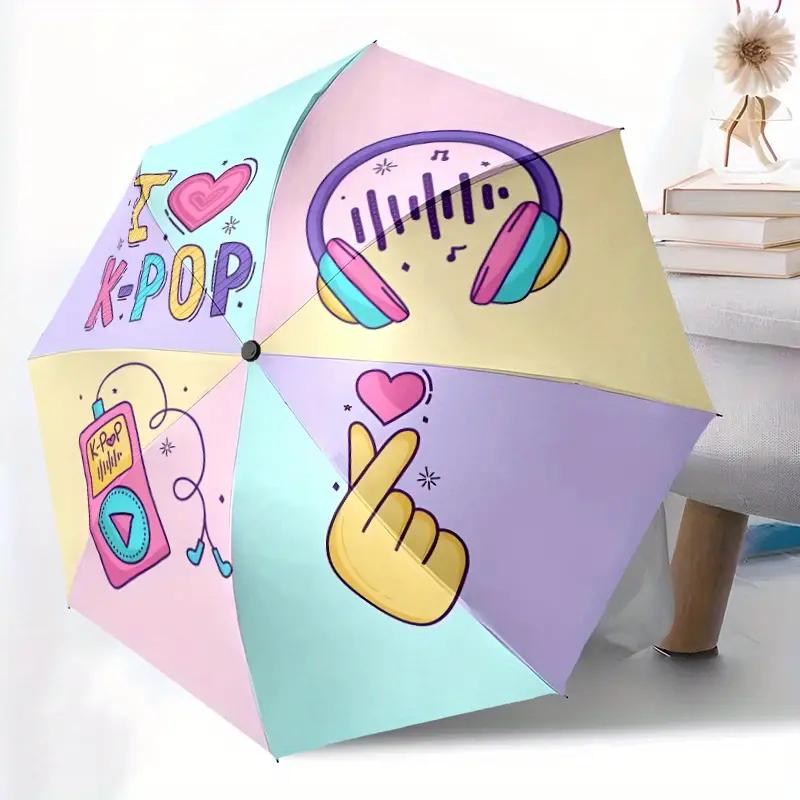 

Kpop Design Folding Umbrella, Automatic Open/close, Lightweight and Portable, 8 Sturdy Ribs, Available in Pink, Yellow, Purple, Blue, and Cy 10.63X1.97inch