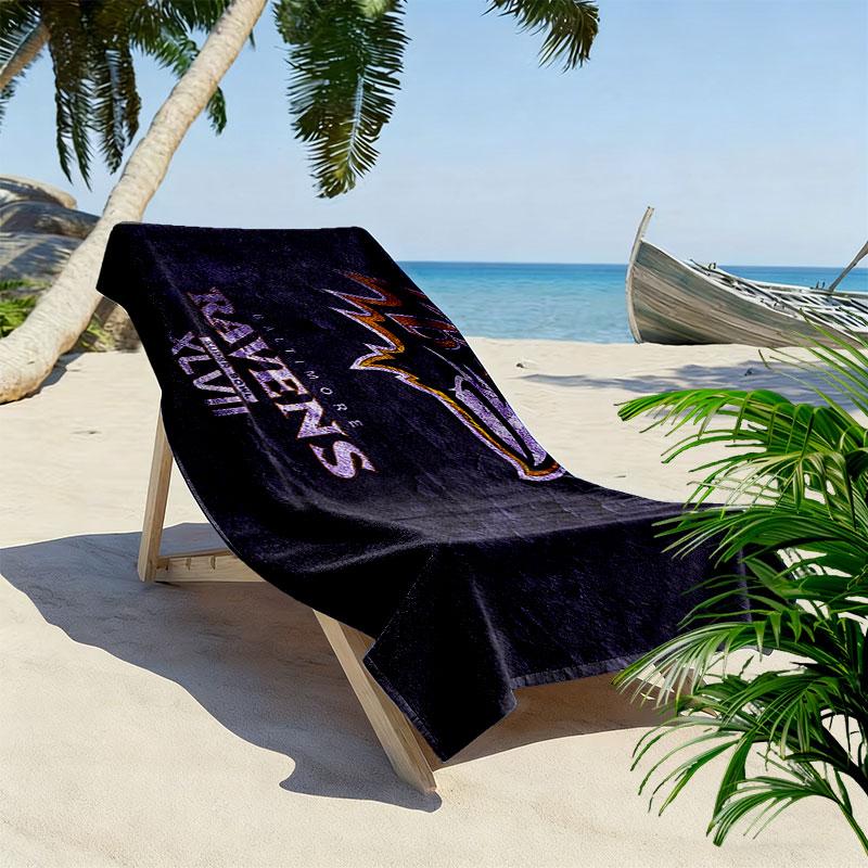 Baltimore Ravens Print Beach Towel, Large Soft Quick Dry Towel for Beach Camping Swimming
