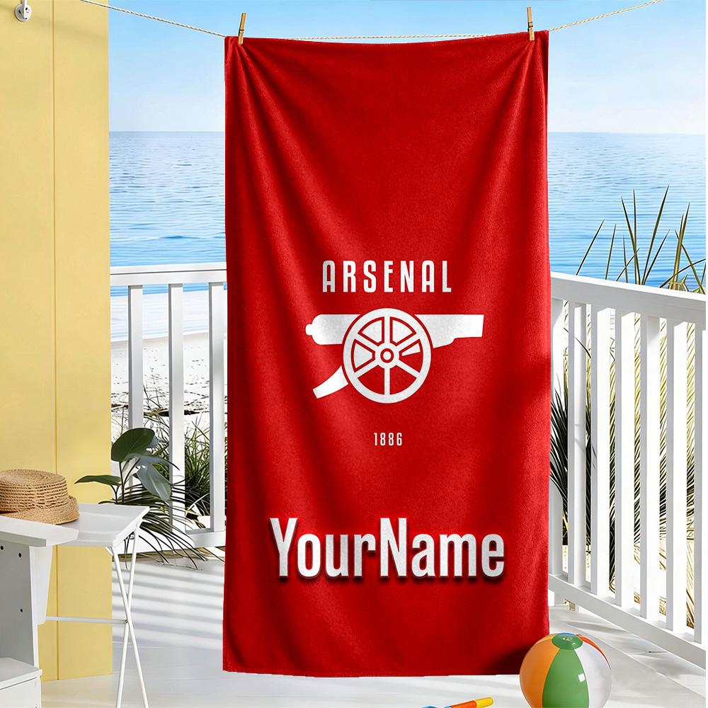Arsenal Personalized Text Beach Towel High Absorbency & Quick-Dry Ideal for Travel Outdoor Swim Pool Yoga Surf Camping Hiking Gym Gift Holiday