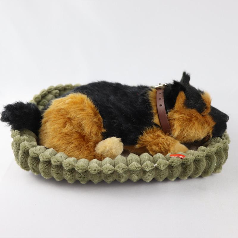 Simulation Fur Animal Home Furnishings Realistic Sleeping Breathing Dog Toy Plush Animal Doll Children