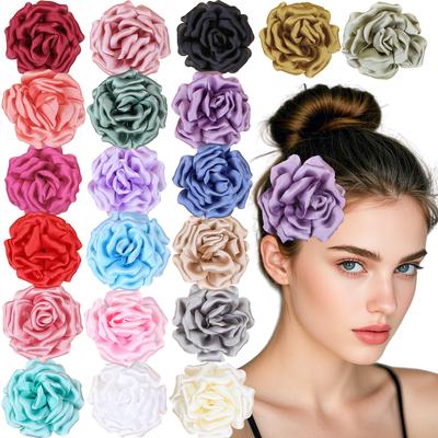 4 pezzi Moda Raso Fiore Fermagli per Capelli Estate Spiaggia Forcine Floreali Barrette Clip Accessori per Capelli per Donne e Ragazze