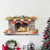Christmas-themed Sticker Watercolor Vintage Fireplace Holiday Wall Sticker for Bedroom and Living Room