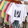 Woman Tees Oversized T Shirts 100% Cotton Plus Size T Shirt Summer Top Tees Printed Japanese O Neck L-5XL Short Sleeve Tshirt Women