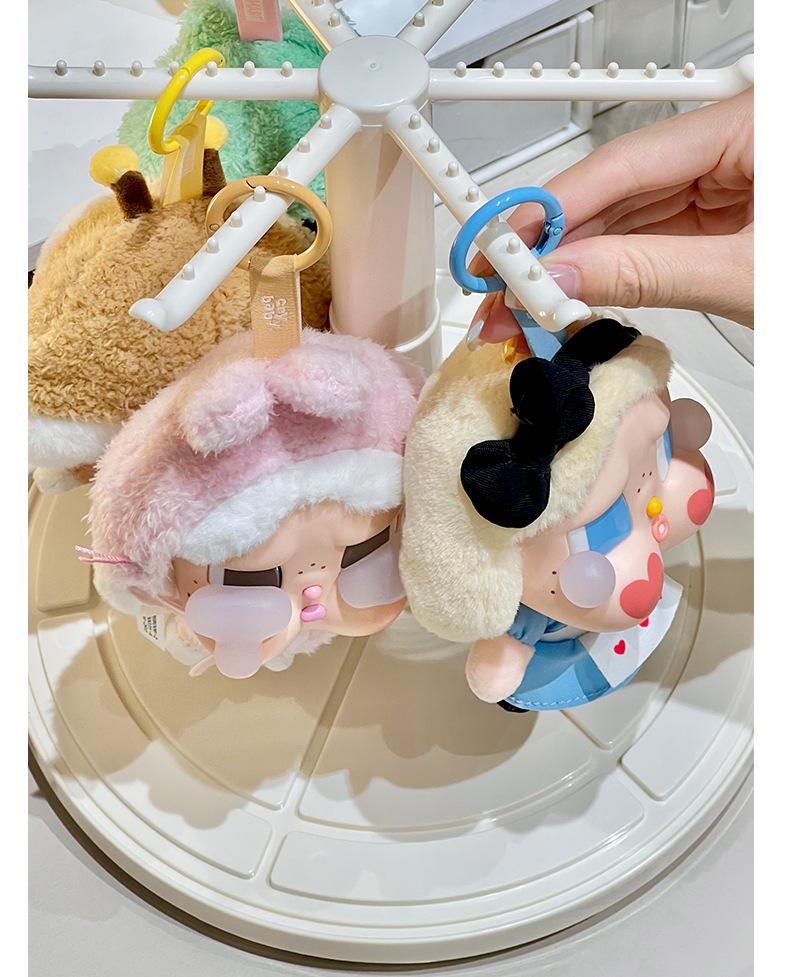 Rotating Labubu Plush Doll Display Box - Transparent Charm Stand for Blind Box Figurines