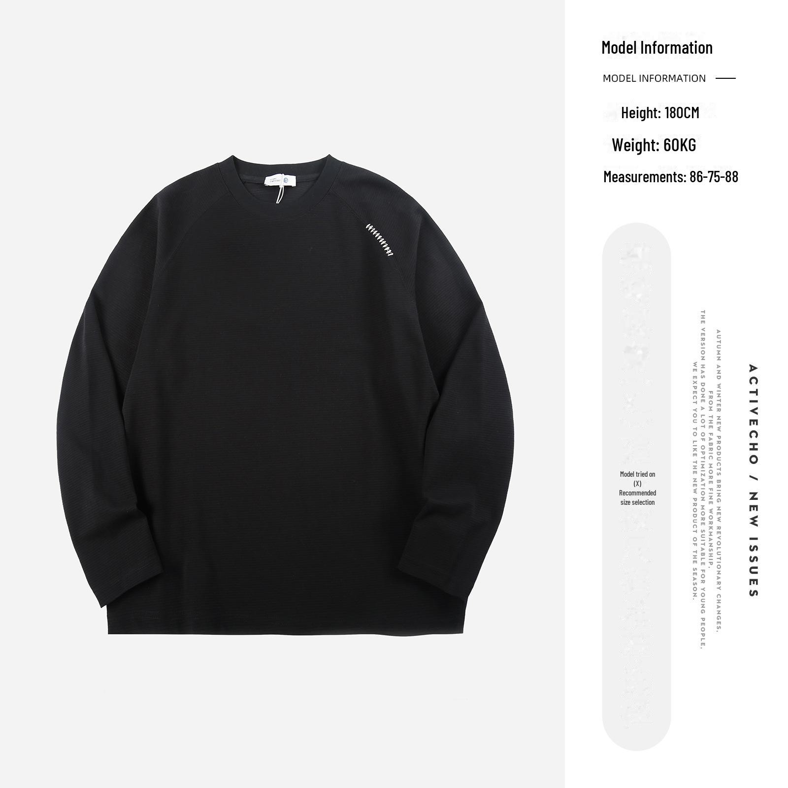 

Футболка мужская повседневная с длинным рукавом и круглым вырезом, осень 2024 г. XXXL чёрный