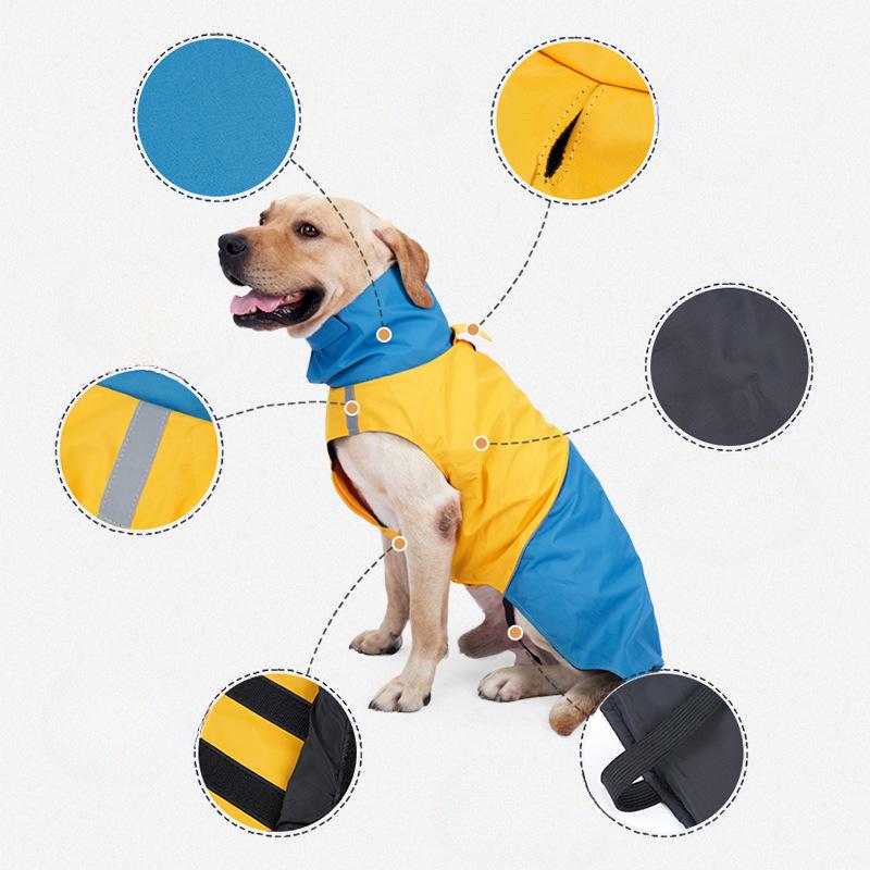 Pet Supplies: Dog Windbreakers, Color-blocked Dog Clothes, Dog Raincoats, Waterproof, Windproof, and Reflective At Night