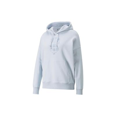 Graphic Print Solid Color Hooded Long Sleeve Pullover American Sweatshirt Women Sweatshirt Ice-Blue 535388-21