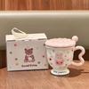 Vysoce hodnotný roztomilý hrnek pro pár s králíčkem s puntíky, vysoce hodnotný hrnek na pití, kreslený keramický hrnek, dárek k narozeninám