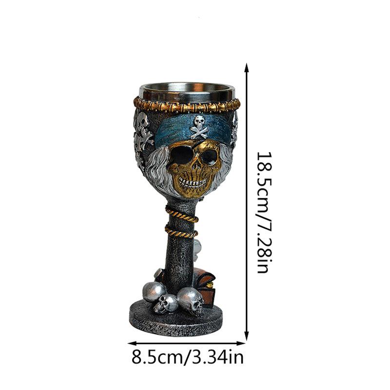 3D Stereoscopic Spooky Skull Resin Goblet Premium Stainless Steel Perfect for Pub Bar Drinkware Halloween Horror Themed Gift