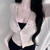A must-have from Dongdaemun, Korea: Sexy, single-breasted, slim-fit, long-sleeved women's cardigan, perfect for daily wear.