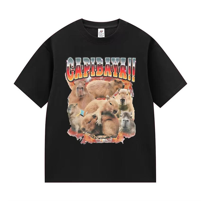 Funny Capybara Meme Graphic TShirts Unisex Women Fashion High Quality Cotton T Shirts Retro Oversized Short Sleeve Tees Streetwear