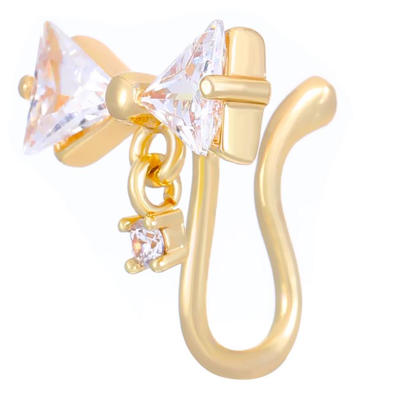 Trendy U-Shaped Copper Zircon Nose Ring - No Piercing Required