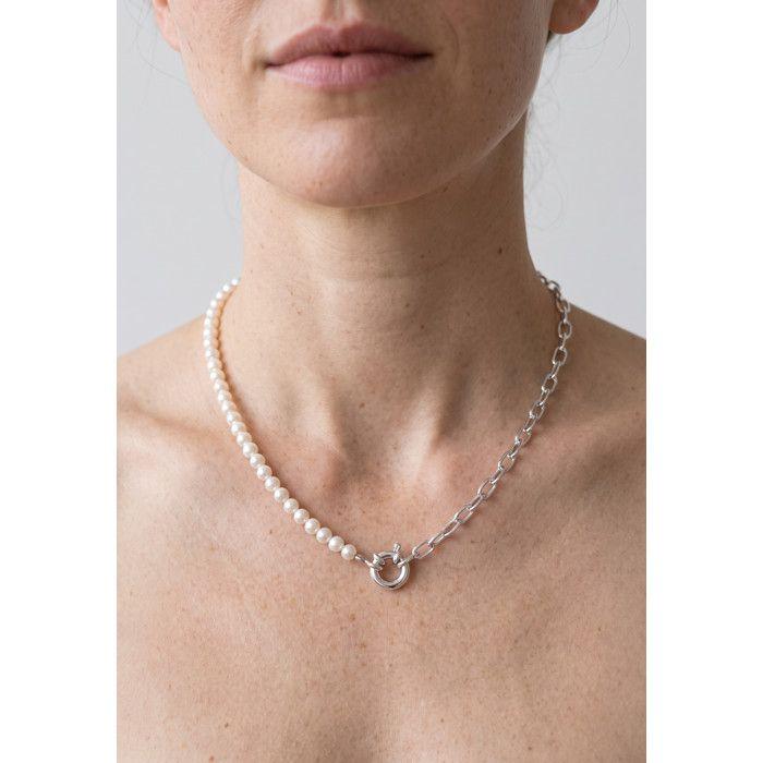 Collier - Pearls & Colors - Perle de Culture d'Eau Douce 4-5 mm Ronde - Perle Blanche - Argent 925 - Femme