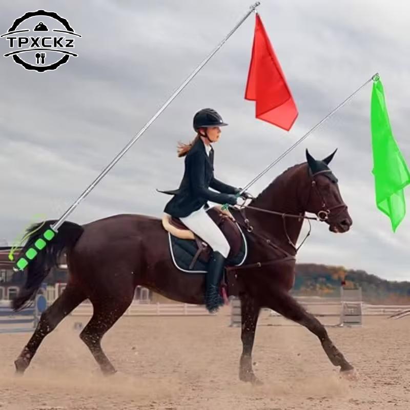 Horse Training Flags With Telescopic Flagpole Tour Guide Flagpole Set Portable Horseback Riding Gear Vibrant Colors
