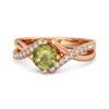 Peridot Split Band Crossover Pavé Ring - Sterling Silver Rose Gold Vermeil
