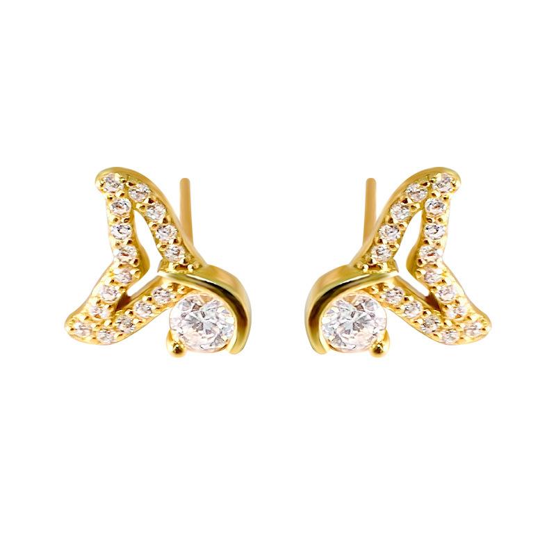 Romantic Diamond-set Fish Tail Earrings for Women with Light Luxury Small Fragrance Style High-end Earrings