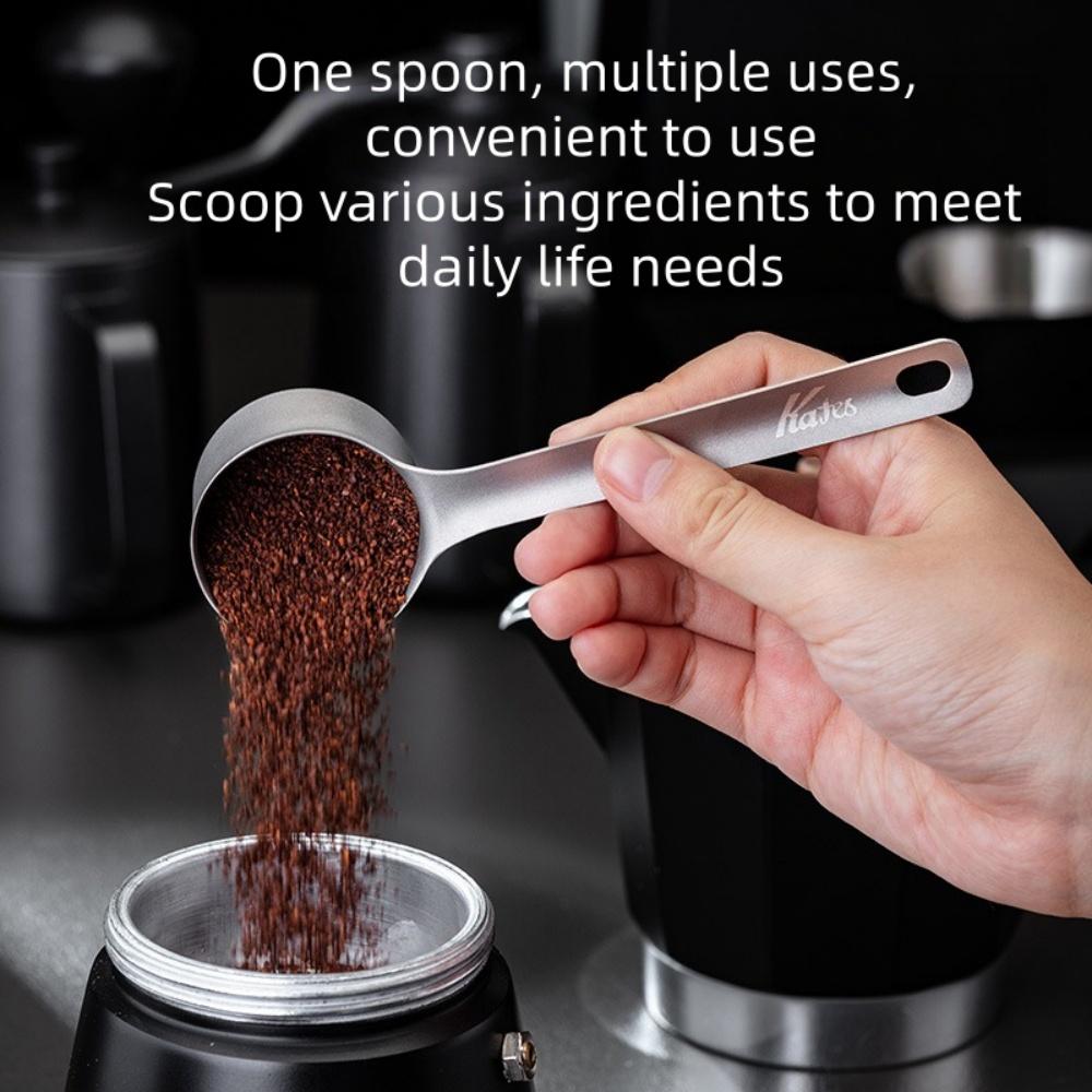 Pure Titanium Measuring Spoon : Coffee Beans/Powder, Milk/Fruit Powder – Baking, Milk Tea Shop Use, Scoop for Baristas, Bakers, Home Cooks KFS-006