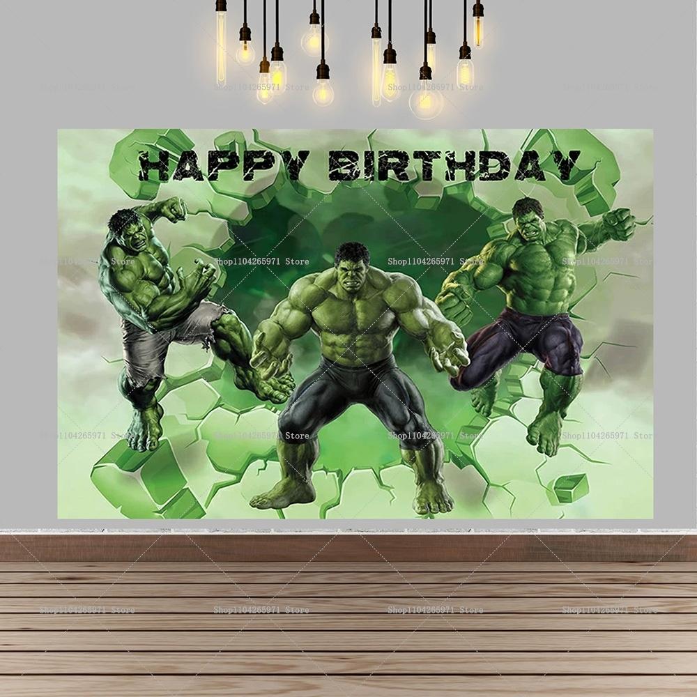 Fondo de foto de Hulk, superhéroe, gigante de dibujos animados verde, decoraciones para fiesta de cumpleaños infantil, artículos para baby shower.