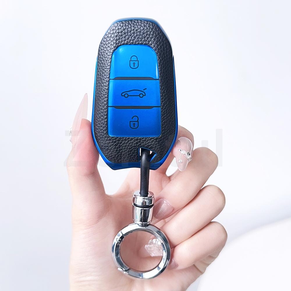 For Peugeot 2008 3008 4008 5008 308 408 508 Citroen C1 C2 C4 C6 C3-Xr Grand Ds3 Ds5 Tpu Leather Car Smart Key Case Cover Shell