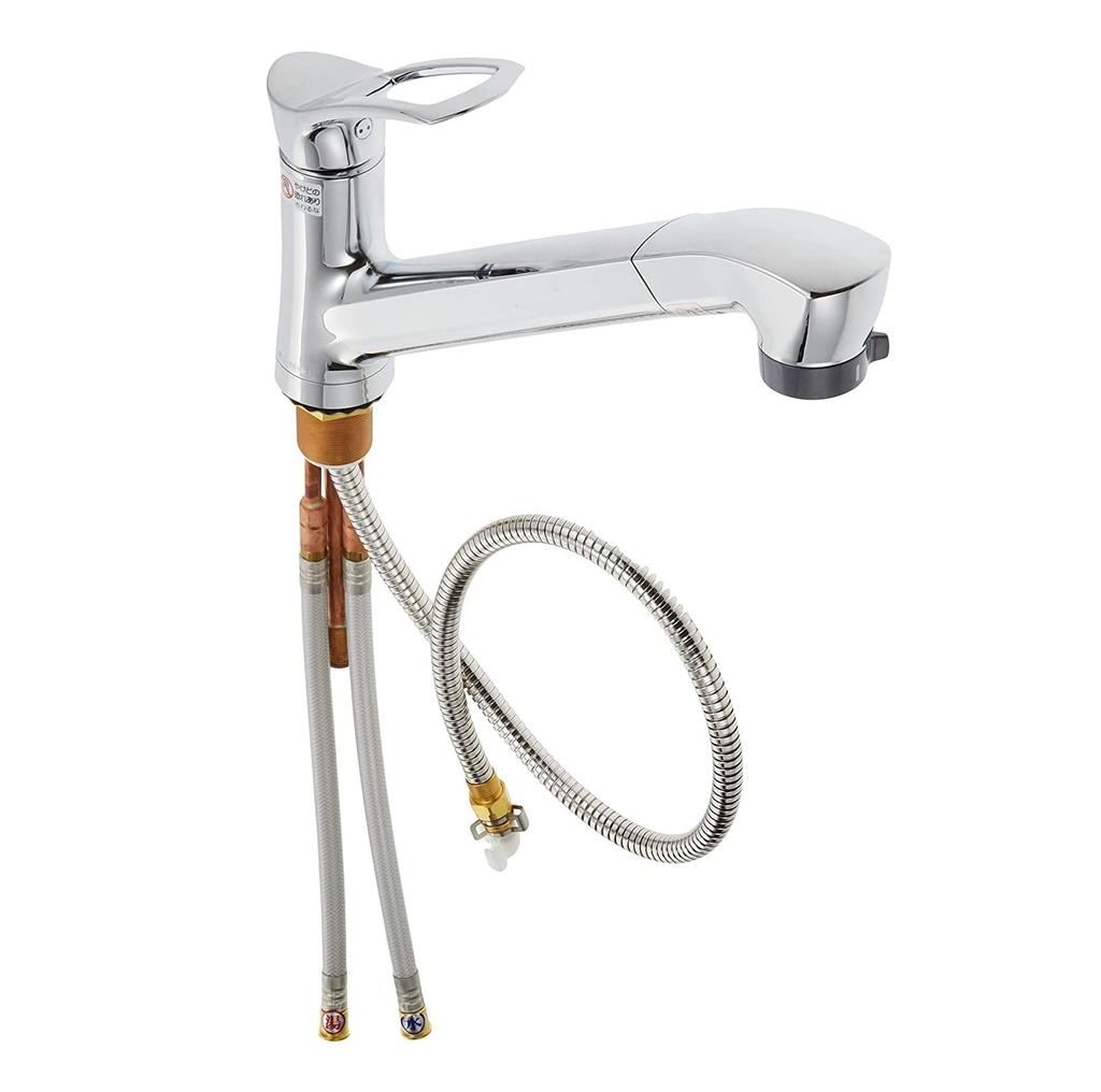 SANEI Spray Mixer Tap with Spray for Cold Single-Hole Pull-Out Hose, Shower/Straight Switch, Climates, K87120JK-13
