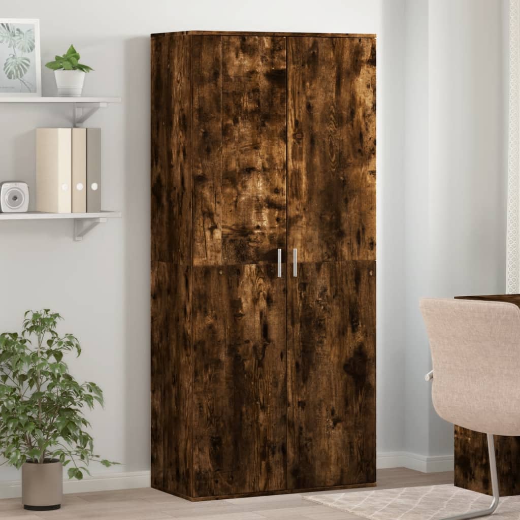 Shoe Cabinet Smoked Oak 80 x 39 x 178 cm Wood Based Material