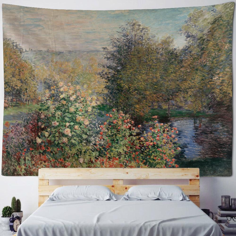Vintage Tapestry, Art Poster, Lotus Wall Hanging, Van Gogh Oil Painting, Aesthetic Tapestry, Living Room And Bedroom Decoration