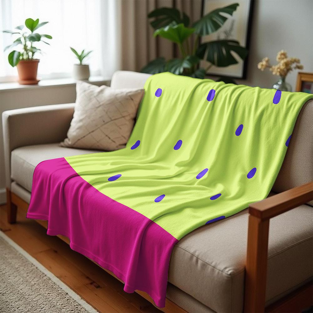 Two Tone Oval Dot Anime Cartoon Flannel Blanket Soft Warm Throw for Bedroom Sofa Car Kids Holiday Gift