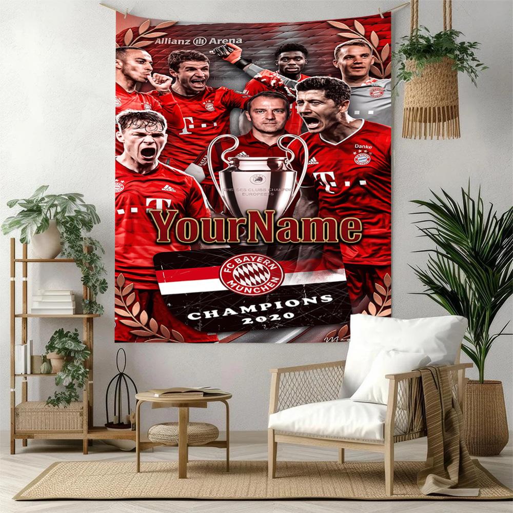 Bayern Munich Custom Your Name Wall Decor Tapestry Art For Pet Memorial Birthdaywedding Party Backdrop Family Gift