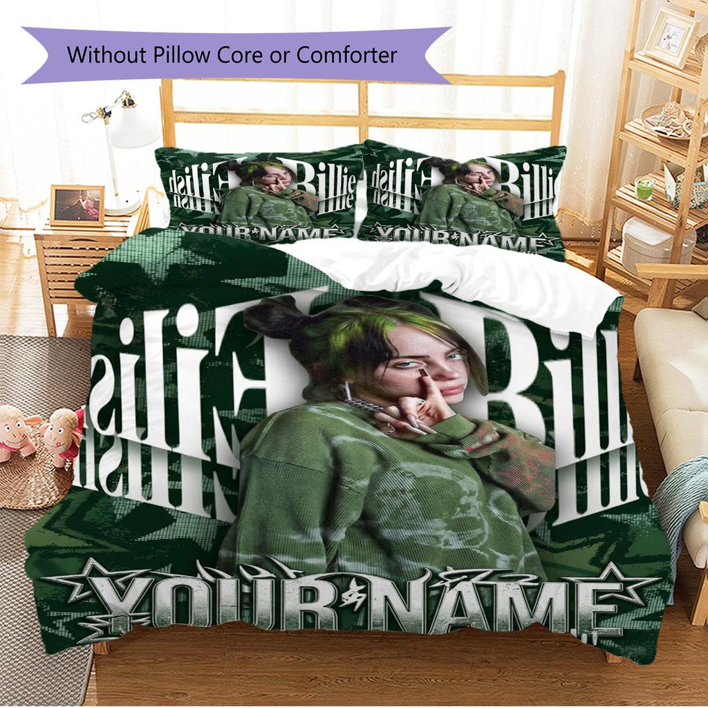 Name Custom Billie Poster Pattern Bedding Set Quilt Cover Pillowcase Home Decor Gift (1 * Duvet Cover + 2 * Pillowcase, Without Core)