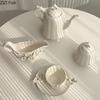 Camellia Flower Relief Ceramic Tissue Box Flower Decorative Paper Towel Case Coffee Table Desktop Tissue Boxes Modern Home Decor