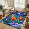 Dinosaur Theme Crystal Velvet Rug Personalized Custom Name Text Soft Floor Mat Home Decor