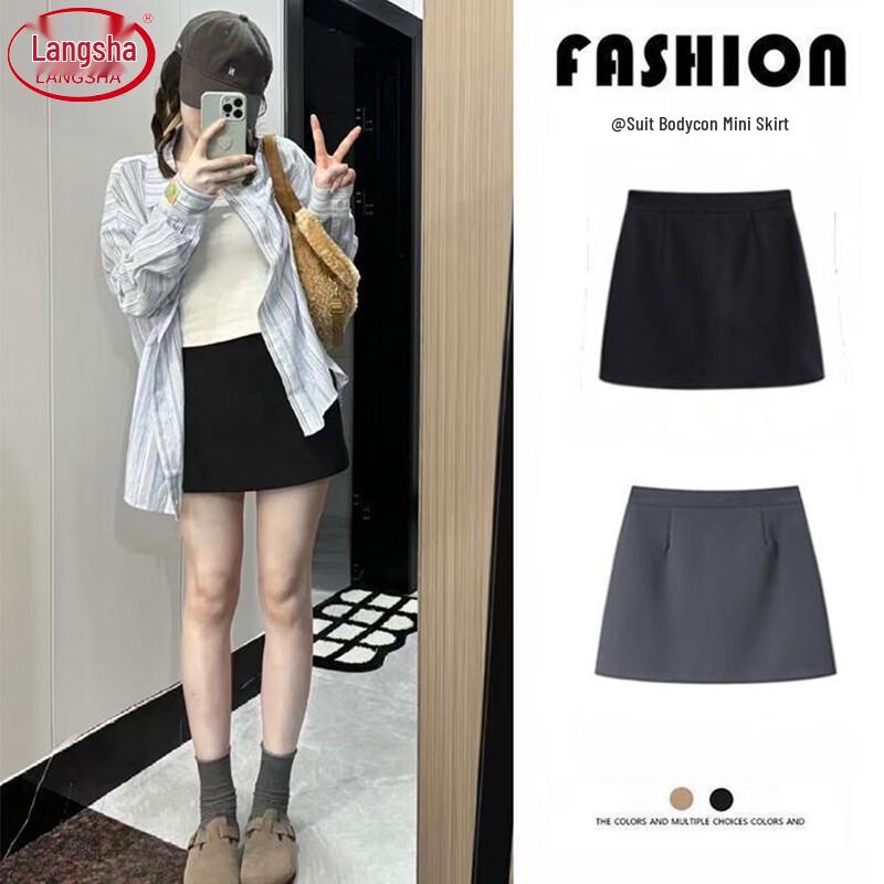 Langsha Women s High-Waist A-Line Mini Skirt M