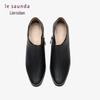 Le Saunda Women's Leather Block Heel Ankle Boots