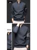 Manzibo Men's Half-Zip Jacquard Knit Stand Collar Sweater - Breathable Casual Autumn/Winter Pullover