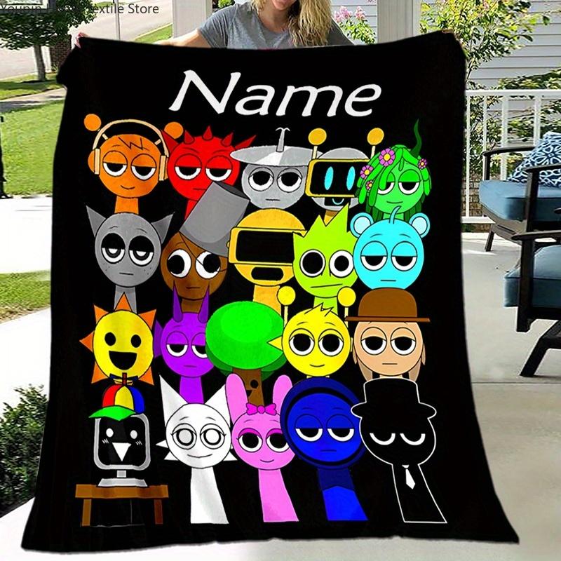 Vlastní jméno Sprunki Píseň Kreslená flanelová deka Měkká, teplá, přehoz na pohovku, postel, kancelář, cestování, útulný nápad na dárek, personalizovaná deka