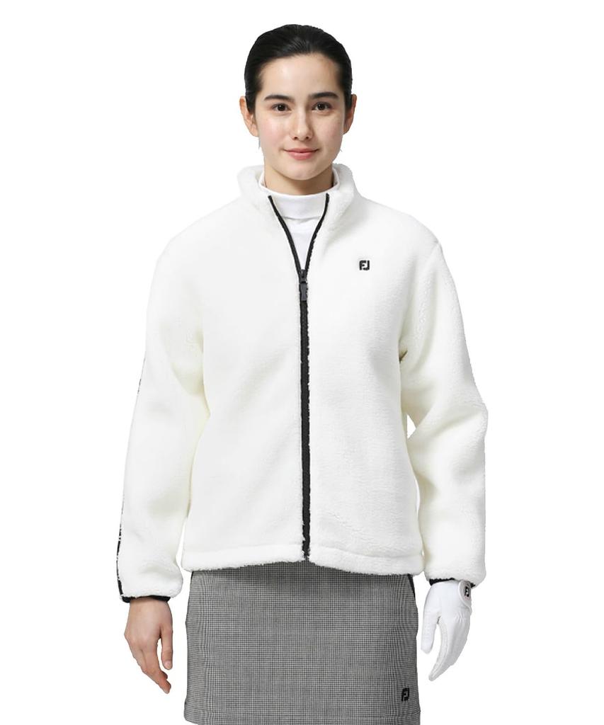 FootJoy Modern Classic Logo Ribbon Boa Jacket Size L FJW-F23-O03 Women's White,