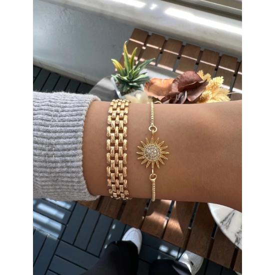 

Women s Gold Plated 2 Piece Combination Bracelet Set