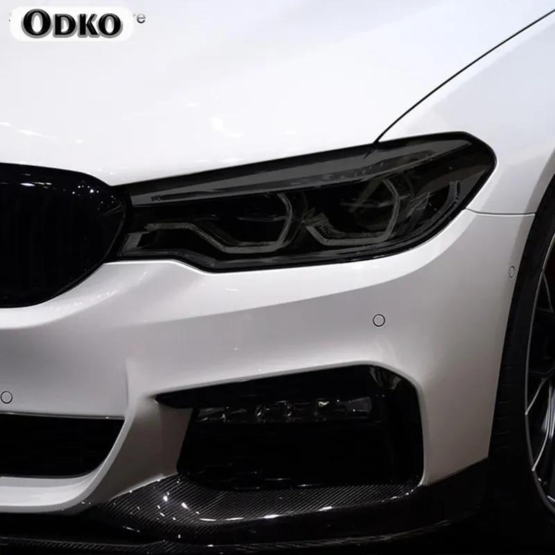 2 Pcs Car Headlight Protective Film Headlamp Transparent Black TPU Sticker For BMW 5 Series GT F07 F10 F11 G30 G31 Accessories