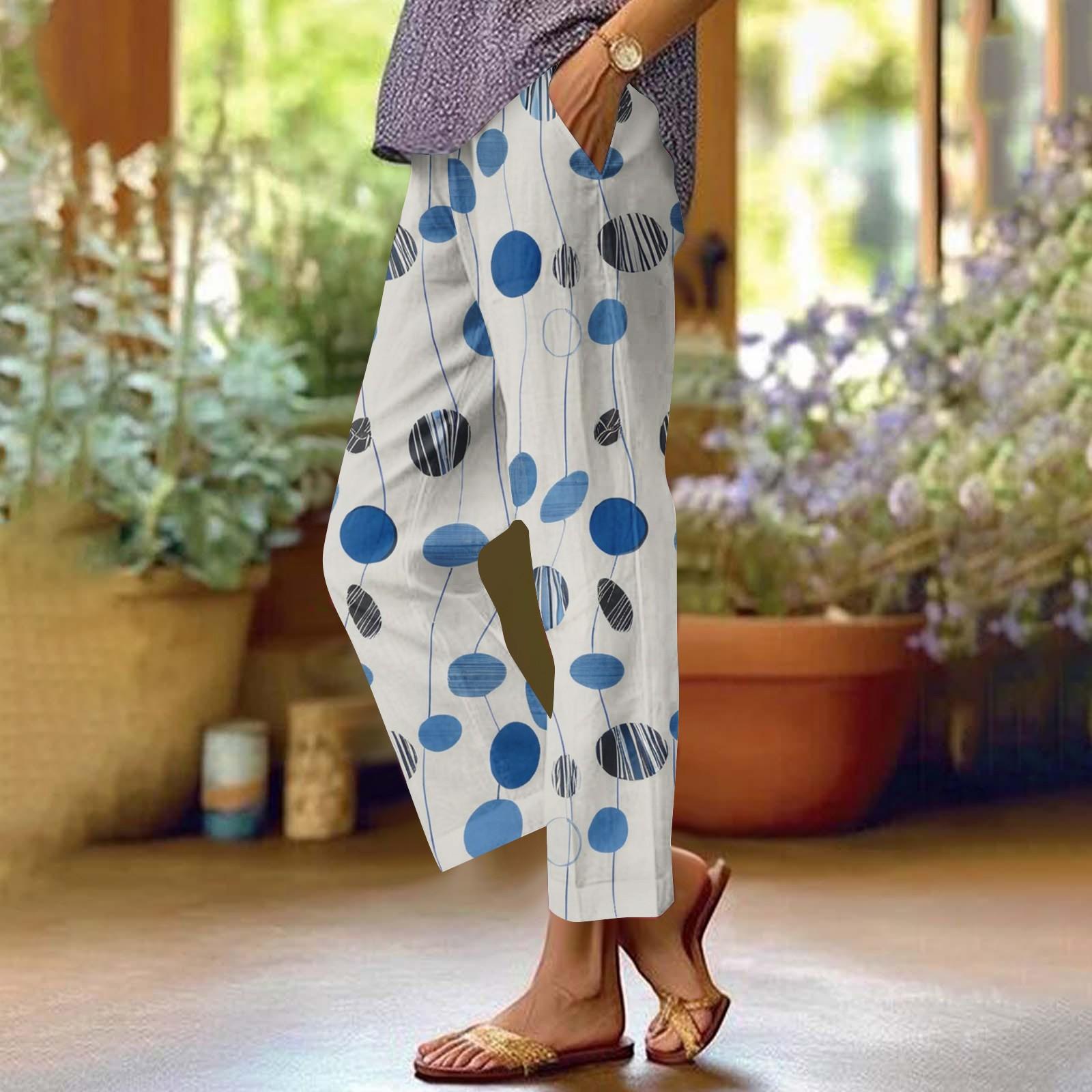 

Women s Casual Fashion Floral Printed Straight Leg Pants Pants With Pockets XXL