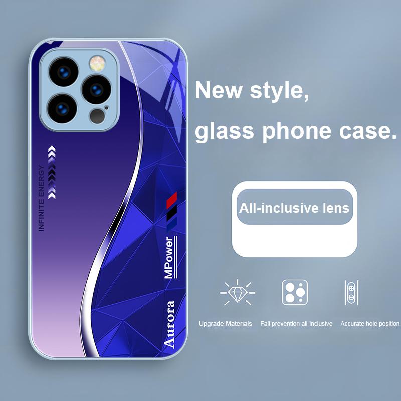 Geometric Element Black For IPhone 16 Plus 15 14 13 12 Mini 11 Pro Max X XS XR 7 8 Plus 2022 Tempered Glass Phone Case