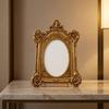 Porta-Retrato Oval Ornamentado de Mesa com Suporte Clássico para Lareira, Prateleira