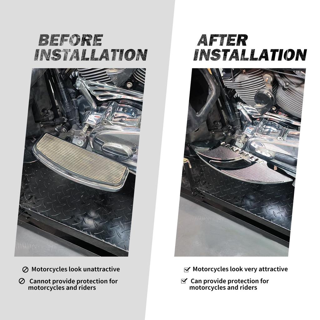 HDBUBALUS Motorcycle CNC Front Foot Pegs Pedals for Harley Touring Road King Softail, Chrome