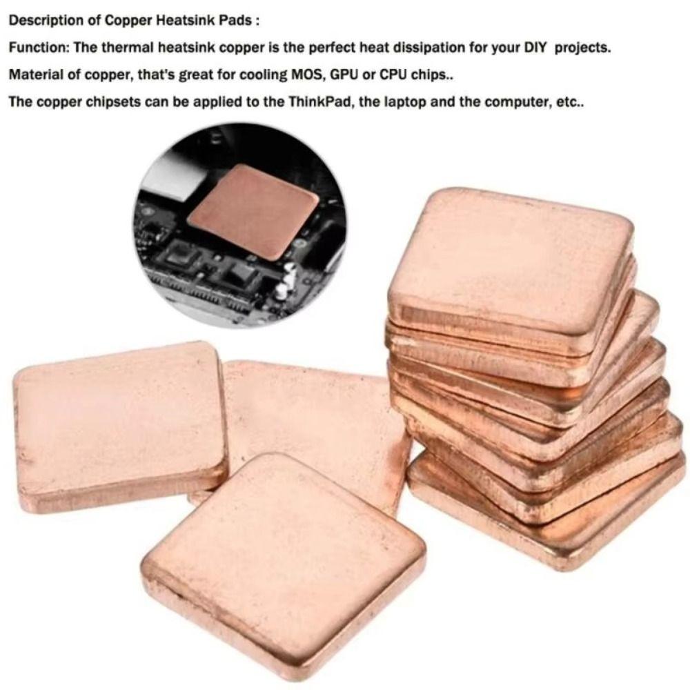 20x20mm Laptop Copper Sheet Plate Heatsink Sheet For GPU CPU Chip RAM Cooling